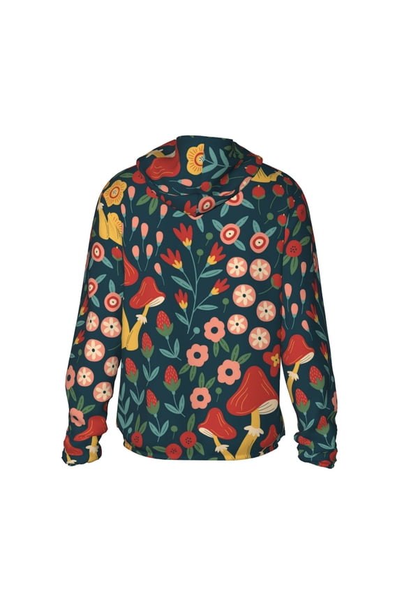 Berries and Flowers Print Women Men Sun Protection UPF 50+ Jackets Zip Up Long Sleeve Hoodie Hiking Lightweight with Pockets