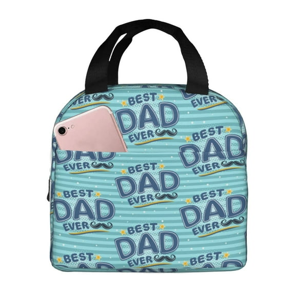 Kdxio Best Dad Ever Print Insulated Lunch Bag,Reusable Tote Lunch Box for Women Men,Leakproof Cooler Lunch Bags for Work Office Travel Picnic