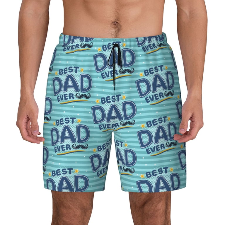 Kdxio Best Dad Ever Print Men'S Swim Trunks With Compression Liner