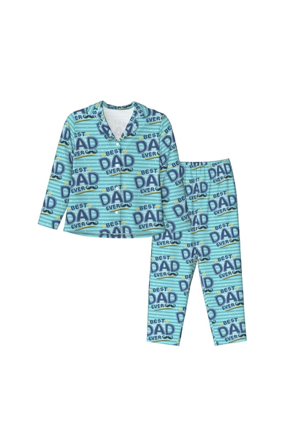Best Dad Ever Women's Pajama Sets Long Sleeve Button Down Sleepwear Nightwear Soft Pjs Lounge Sets-Small