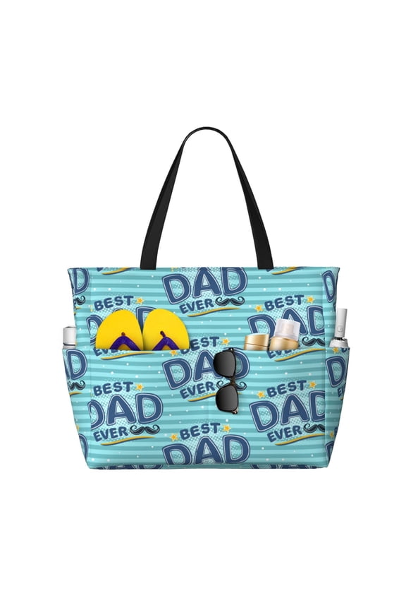 Best Dad Ever for Beach Bag for Women Large Beach Tote Bag Waterproof Sandproof Swim Bag with Zipper Pockets Beach Vacation Travel