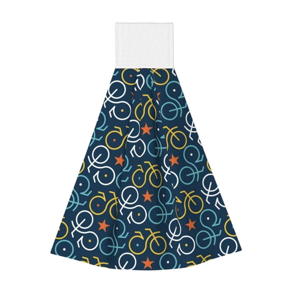 Kdxio Bicycle Colorful Hand Towel with Loop Hanging Towel Absorbent Tie Towels for Kitchen Tea Bar Bathroom Decor