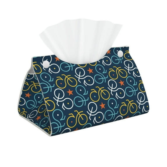 Kdxio Bicycle Colorful Print Tissue Box Cover,Modern PU Leather Rectangular Tissue Box Holder for Bathroom Living Room Bedroom Office Desk Car Home
