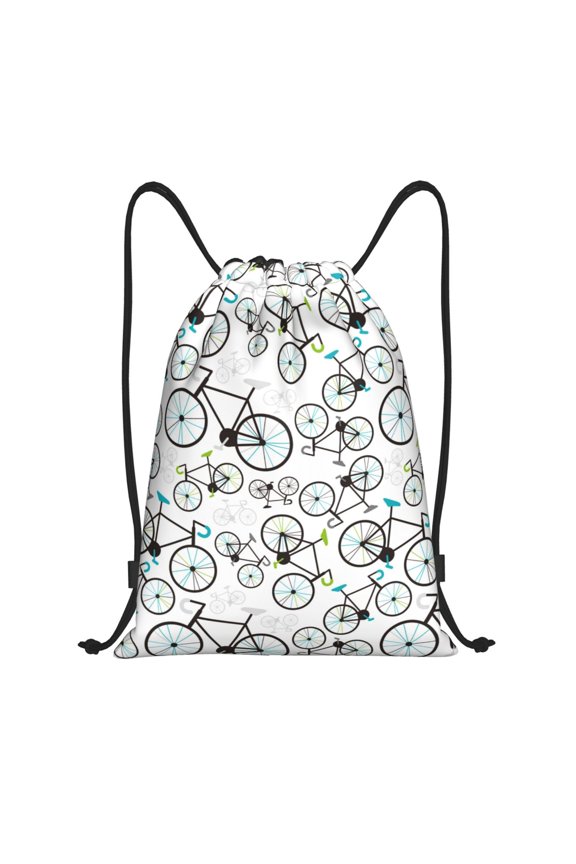 Bicycle Print Drawstring Backpack Bag,Waterproof Draw String Back Sack, Gym Drawstring Bags Swim Bag For Unisex