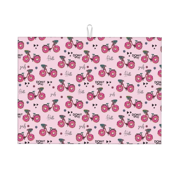 Kdxio Bike with Donut Wheels for Dish Drying Mat,24*18 inch Absorbent Dish Drainer Kitchen Counter,Large Size Dish Drying Pad for Countertops,Draining Racks