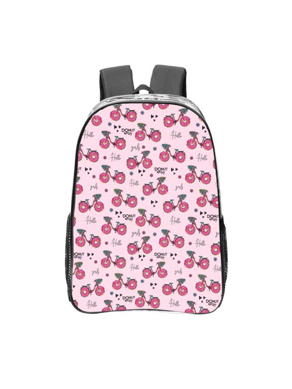 Bike with Donut Wheels Clear Backpack, Transparent Bookbag for School for Women Men, Capacity Clear Bag for College, Travel