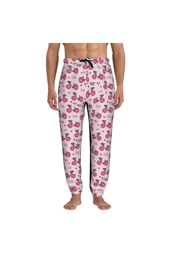 Bike with Donut Wheels Pattern Joggers,Sweatpants for Men with Pockets-3X-Large