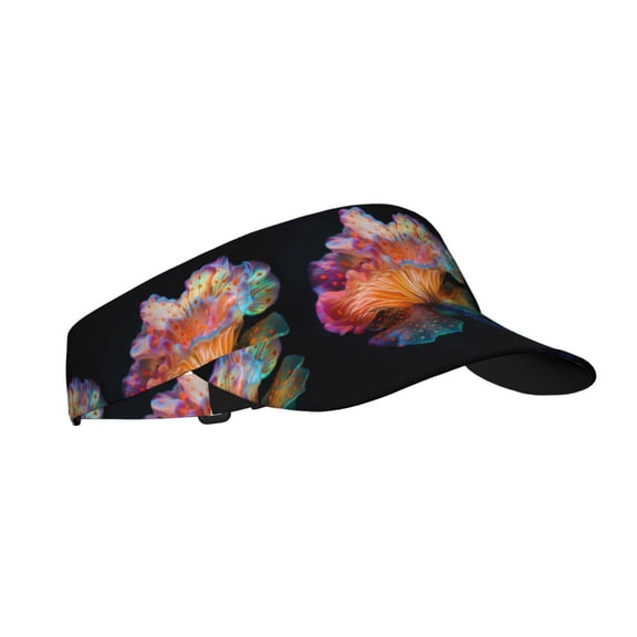 Kdxio Bioluminescent Underwater Flower Print Sun Visor Hat Golf Visor Adjustable Velcro Outdoor Sports Cap for Men Women