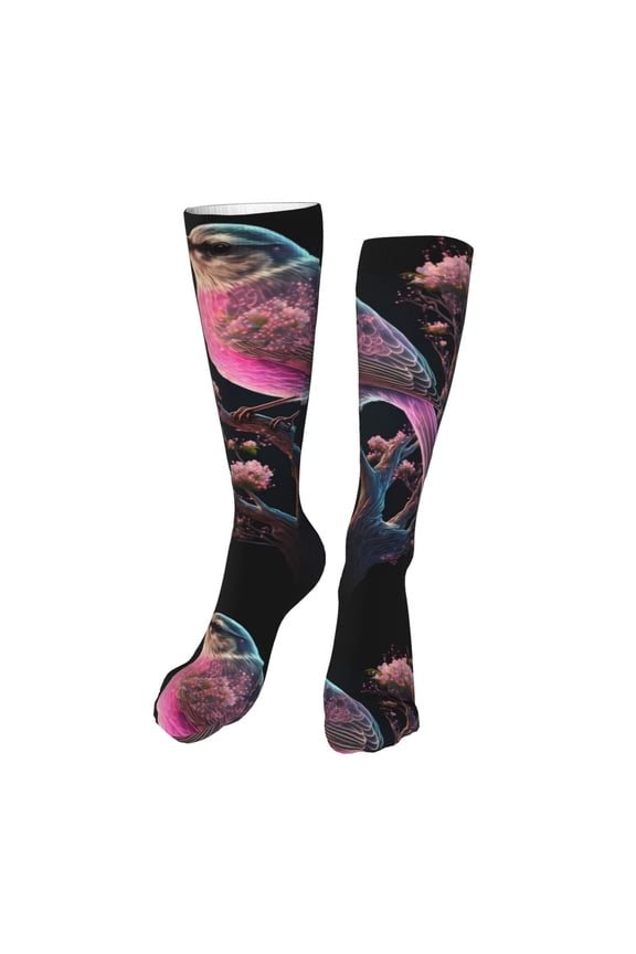 Bird 2 Funny Silky Novelty Funky Long Knee High Socks Soft 3D Print Cosplay Crazy Stockings for Men Women