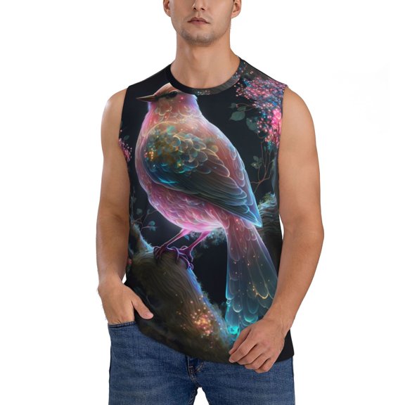 Kdxio Bird 3 for Men's Muscle T-shirt,Sleeveless for Workout Running Athletic Gym Lounge Casual