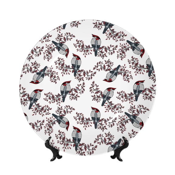Kdxio Bird Bone China Decorative Plate Ceramic Decorative Plate for Home Office Wall Stand Decorative Plates for Home Bedroom-8in