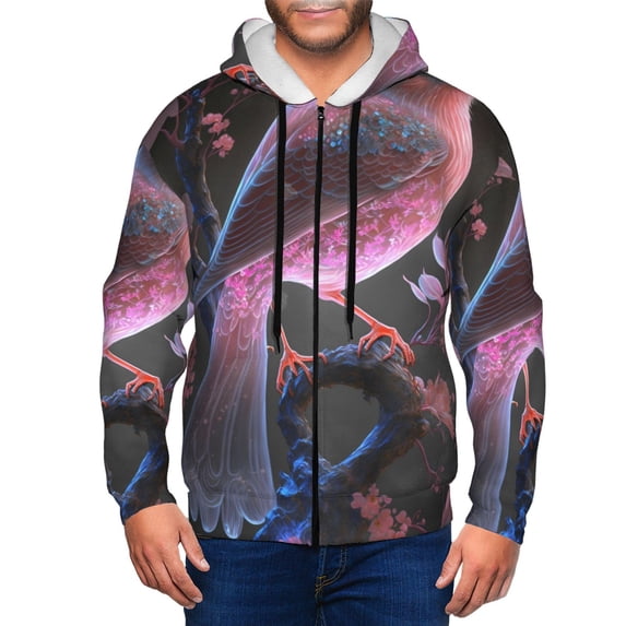 Kdxio Bird6 Print Men Hoodies Casual Hoodies for Men with Zip Pockets Full Zip Long Sleeve Sweatshirt Sports Hooded Jacket-Small