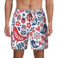 thumbnail image 1 of Kdxio Birds Flowers Print Men'S Swim Trunks With Compression Liner 7 Inch Inseam Quick Dry Swim Shorts, 1 of 7