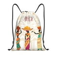 thumbnail image 1 of Kdxio Black African Woman Print Drawstring Backpack Bag,Waterproof Draw String Back Sack, Gym Drawstring Bags Swim Bag For Unisex, 1 of 9