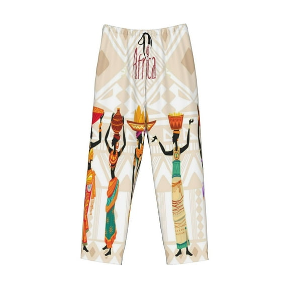 Kdxio Black African Woman Print Men's Sleep Pajama Pant Lounge Pants with Pockets
