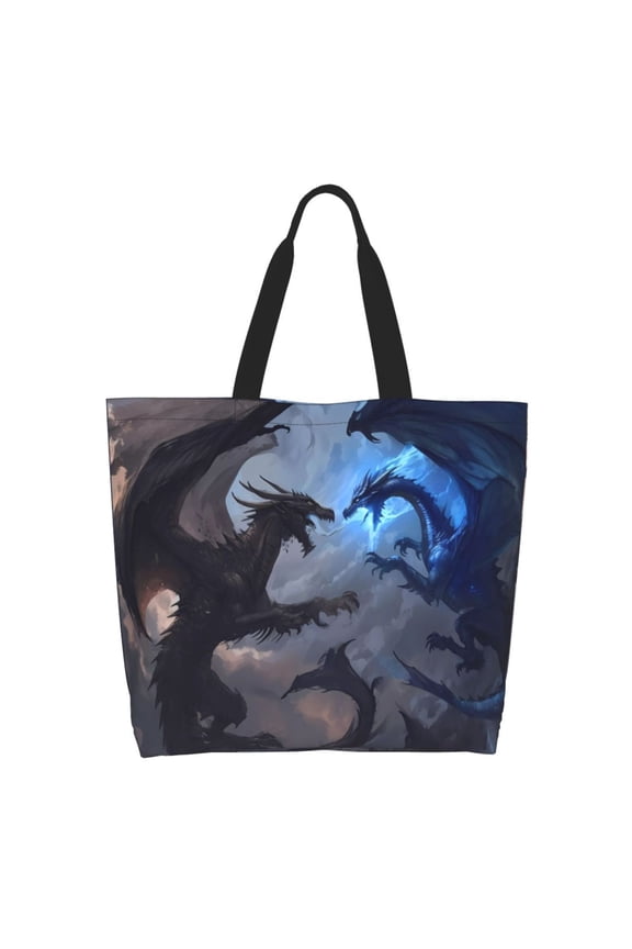 Black And Blue Lightning Dragon Casual Tote Bags Women Big Capacity Shoulder Bag for Women Travel Shoulder Bags Handbags