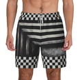 thumbnail image 1 of Kdxio Black And White Checkerboard Trap Print Men'S Swim Trunks With Compression Liner 7 Inch Inseam Quick Dry Swim Shorts, 1 of 7