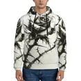 Kdxio Black And White Rose Print Mens Casual Hooded Collar Drawstring