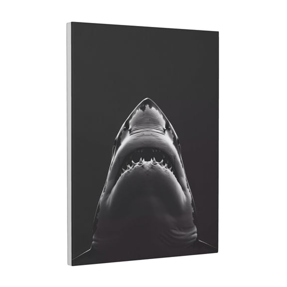 Kdxio Black And White Shark Pattern Canvas Wall Art 12x16 Inches - Waterproof HD Print Solid Wood Frame for Living Room & Bathroom,Vertical