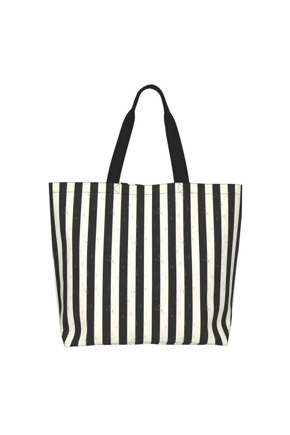 Black And White Thick Stripes Casual Tote Bags Women Big Capacity Shoulder Bag for Women Travel Shoulder Bags Handbags