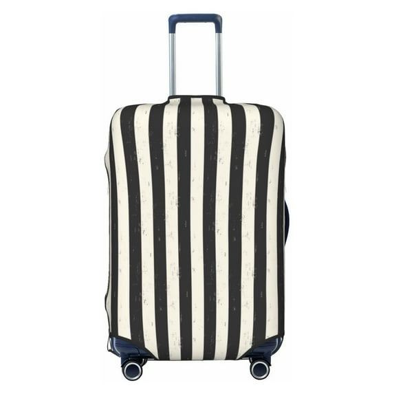 Kdxio Black And White Thick Stripes Pattern Luggage Cover for Travel,Elastic and Durable,Fits 18-32 Inch,Anti-Scratch Suitcase Protector-No luggage included