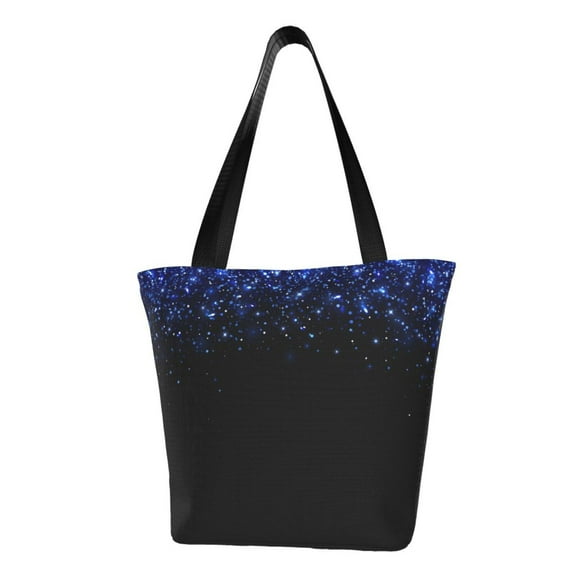 Kdxio Black Blue Glitter Sparkles Women Reusable Grocery Bags Foldable Ripstop,Reusable Shopping Bags for Shopping,Gym,Gift