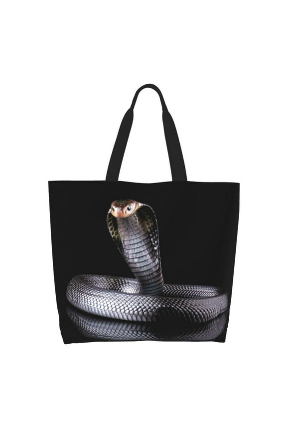 Black Cobra Snake Casual Tote Bags Women Big Capacity Shoulder Bag for Women Travel Shoulder Bags Handbags