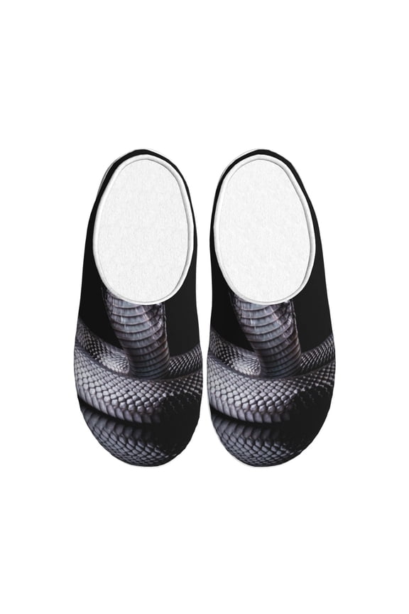 Black Cobra Snake Women's Men's Slippers Plush Slip-On House Slipper for Winter Indoor Soft Cushion Non-slip Fluffy Slides Slippers-39/40