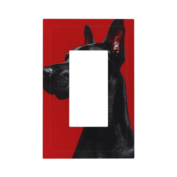 Kdxio Black Dog Red Background Decorator Light Switch or Receptacle Outlet Wall Plate Decorator Wall Plate Child Safe Outlet Cover-Style U