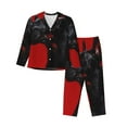 thumbnail image 1 of Kdxio Black Dog Red Background Women's Pajama Sets Long Sleeve Button Down Sleepwear Nightwear Soft Pjs Lounge Sets-XX-Large, 1 of 7