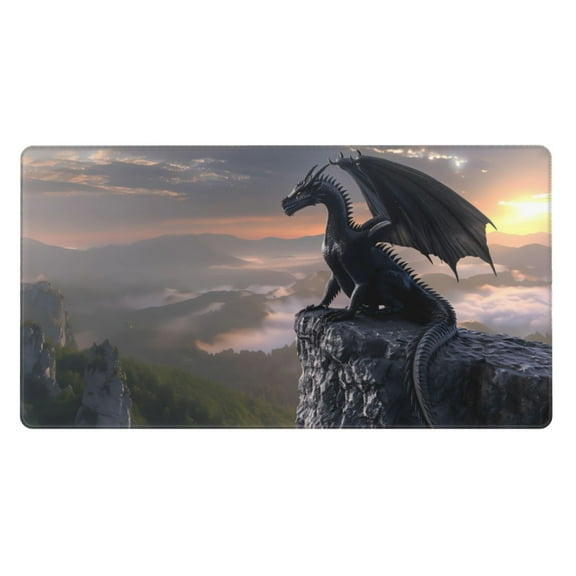 Kdxio Black Dragon Cliff Dawn Print Large Gaming Mouse Pad,Non-Slip Base,Water Resist Keyboard Pad for Gamer,Office & Home,29.5 x 15.8 in