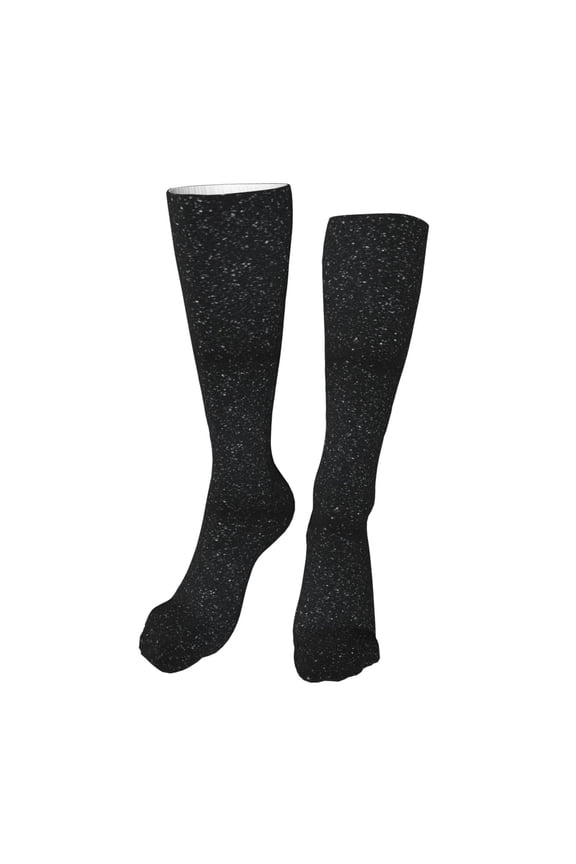 Black Glitter Funny Silky Novelty Funky Long Knee High Socks Soft 3D Print Cosplay Crazy Stockings for Men Women
