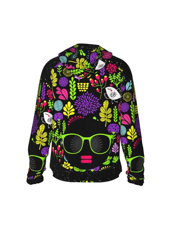 Black Head African Woman Print Women Men Sun Protection UPF 50+ Jackets Zip Up Long Sleeve Hoodie Hiking Lightweight with Pockets