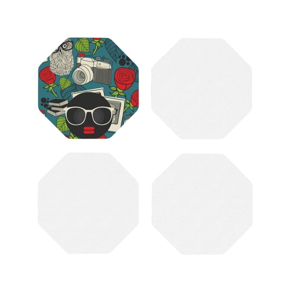 Kdxio Black Head Woman With Owl Hair Funny Coasters,4 Pcs Leather Coasters,Housewarming Gifts,Protect Furniture From Water Marks Scratch And Damage