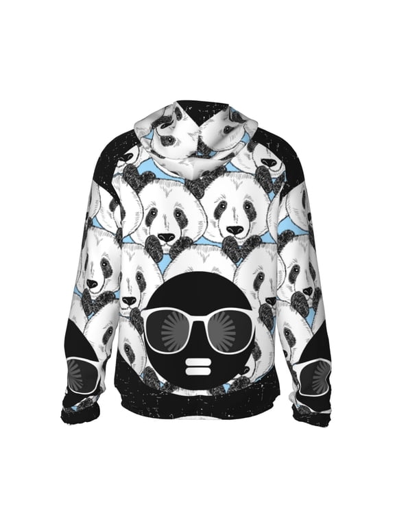 Black Head Woman with Panda Hair Print Women Men Sun Protection UPF 50+ Jackets Zip Up Long Sleeve Hoodie Hiking Lightweight with Pockets