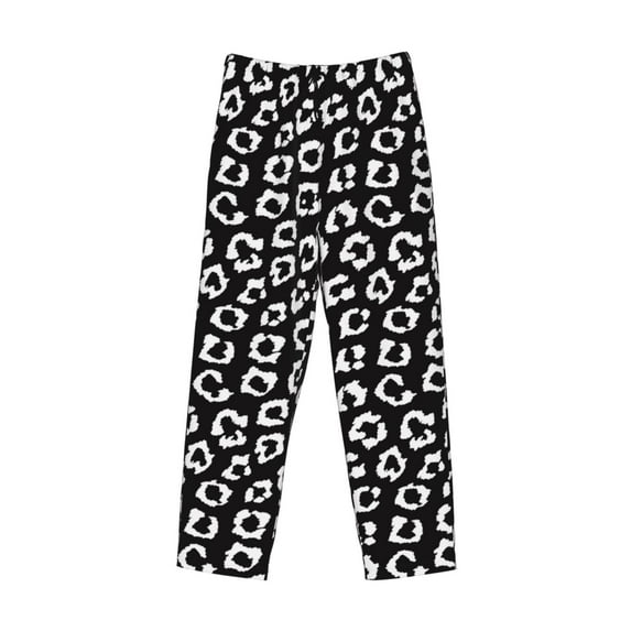 Kdxio Black Leopard Print Men's Sleep Pajama Pant Lounge Pants with Pockets