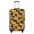thumbnail image 1 of Kdxio Black Marble Pattern Sunflower Pattern Luggage Cover for Travel,Elastic and Durable,Fits 18-32 Inch,Anti-Scratch Suitcase Protector-No luggage included, 1 of 5