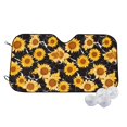 thumbnail image 1 of Kdxio Black Marble Pattern Sunflower Print Windshield Sun Shade,UV Rays and Sun Heat Protection,Sunshade for Car Windshield,Car Shade Front Windshield - Small, 1 of 5