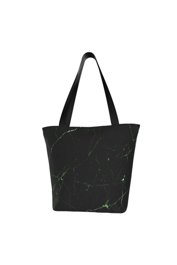 Black Marble Women Reusable Grocery Bags Foldable Ripstop,Reusable Shopping Bags for Shopping,Gym,Gift