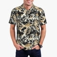 thumbnail image 1 of Kdxio Black Palm Leaves Print Men's Short Sleeve Polo Shirt,Midweight Men's Shirt, 1 of 6
