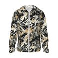 thumbnail image 1 of Kdxio Black Palm Leaves Print Women Men Sun Protection UPF 50+ Jackets Zip Up Long Sleeve Hoodie Hiking Lightweight with Pockets, 1 of 8