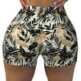 thumbnail image 1 of Kdxio Black Palm Leaves Print Workout Shorts for Women Seamless Soft Smooth Gym Yoga Scrunch Active Shorts, 1 of 9