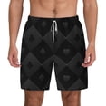 thumbnail image 1 of Kdxio Black Poker Print Men'S Swim Trunks With Compression Liner 7 Inch Inseam Quick Dry Swim Shorts, 1 of 7
