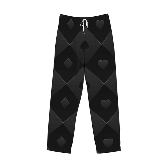Kdxio Black Poker Print Men's Sleep Pajama Pant Lounge Pants with Pockets