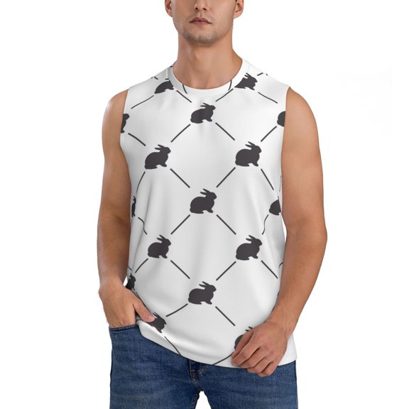 Kdxio Black Rabbit for Men's Muscle T-shirt,Sleeveless for Workout Running Athletic Gym Lounge Casual