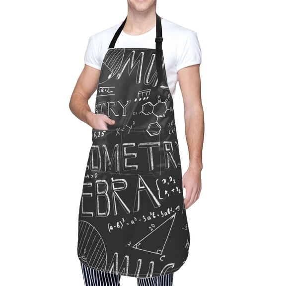 Kdxio Black Scientific Apron with Pockets Adjustable Kitchen Aprons for Men Women Waterproof Aprons for Cooking,Drawing,Crafting, Baking Household Cleaning