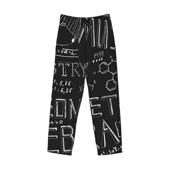 Kdxio Black Scientific Print Men's Sleep Pajama Pant Lounge Pants with Pockets