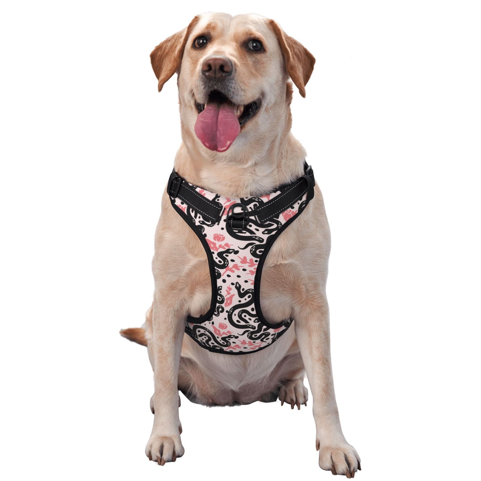 Kdxio Black Snake Print No Pull Dog Harness Adjustable Reflective Oxford Easy Control Medium Large Dog Harness for Training and Everyday-Medium