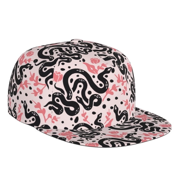 Kdxio Black Snake Print Snapback Hat for Men Women,Adjustable Baseball Cap