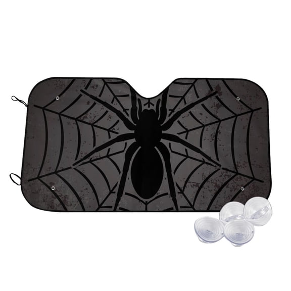 Kdxio Black Spider On Web 1 Print Windshield Sun Shade,UV Rays and Sun Heat Protection,Sunshade for Car Windshield,Car Shade Front Windshield - Small